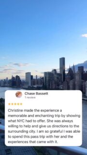 When the young students I lead through NYC take the time to leave me a review, it feels extra special. ❤️🏙️There is something incredibly meaningful about hearing what stood out to them, what moments stayed with them, and how they connected with the experience we shared together.Thank you so much for taking the time to write such a thoughtful review, Chase!! I had so much fun showing you my city. ✨And thank you as always to the amazing Bri for encouraging her class to make the time to write testimonials. It truly means the world to me. ❤️Looking forward to next time already! ✨#justaskchristine❤️ #nyctours #nycguide #nyc #newyorkcity