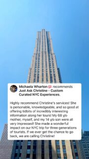 There’s no greater measure of success than knowing a guest walked away with memories they’ll carry long after their trip ends. ✨I’m incredibly grateful for every person who chooses to explore New York with Just Ask Christine. It’s a privilege to share my city, its stories, and the unique experiences that make it so special.Thank you for the wonderful review and for allowing Just Ask Christine to be part of your journey. Your words mean more than you know. ❤️Thinking about your next visit? Follow @justaskchristine for inspiration and future adventures.#justaskchristine❤️ #newyorkcity #nycguide #nyctours #clienttestimonials