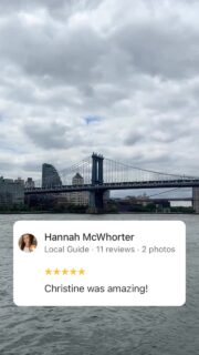 As are you, Hannah! ❤️ Thank you so much for your sweet words. It was such a pleasure getting to know you and showing you around this incredible city. Wishing you so many happy memories from your time in New York, and I hope our paths cross again one day! 🗽✨#newyorkcity #nyctours #clienttestimonials #nyctourguide #tourguide
