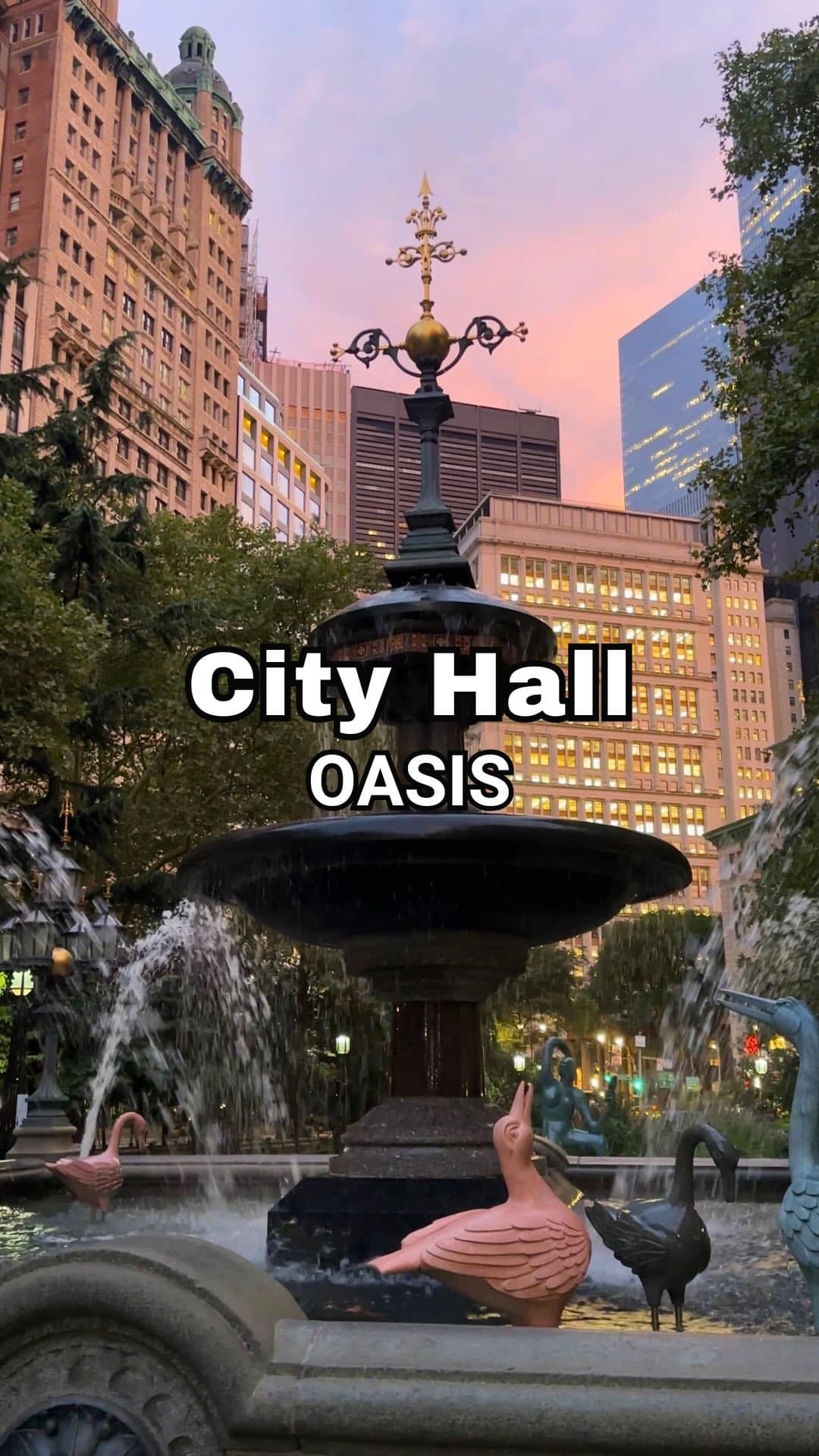 Need a little escape without leaving New York City? ⛲️✨The City Hall Park Fountain is one of those beautiful little oases that invites you to slow down and take it all in.The sound of the water, the surrounding greenery, and the incredible mix of architecture in every direction make this such a beautiful place to pause, especially at golden hour, when the changing light adds another layer to an already captivating setting. ✨Sometimes a quiet moment in the middle of it all is an NYC experience all its own.Did you know? The fountain dates back to 1871 and was actually moved to the Bronx in 1920. After decades away, it was restored and returned to its original home in City Hall Park in 1999. ⛲️Explore NYC with Just Ask Christine and discover what makes every corner of this city worth noticing. ❤️📍 City Hall Park | Lower Manhattan#CityHallPark #LowerManhattan #NYCHiddenGems #ExploreNYC #NYCArchitecture