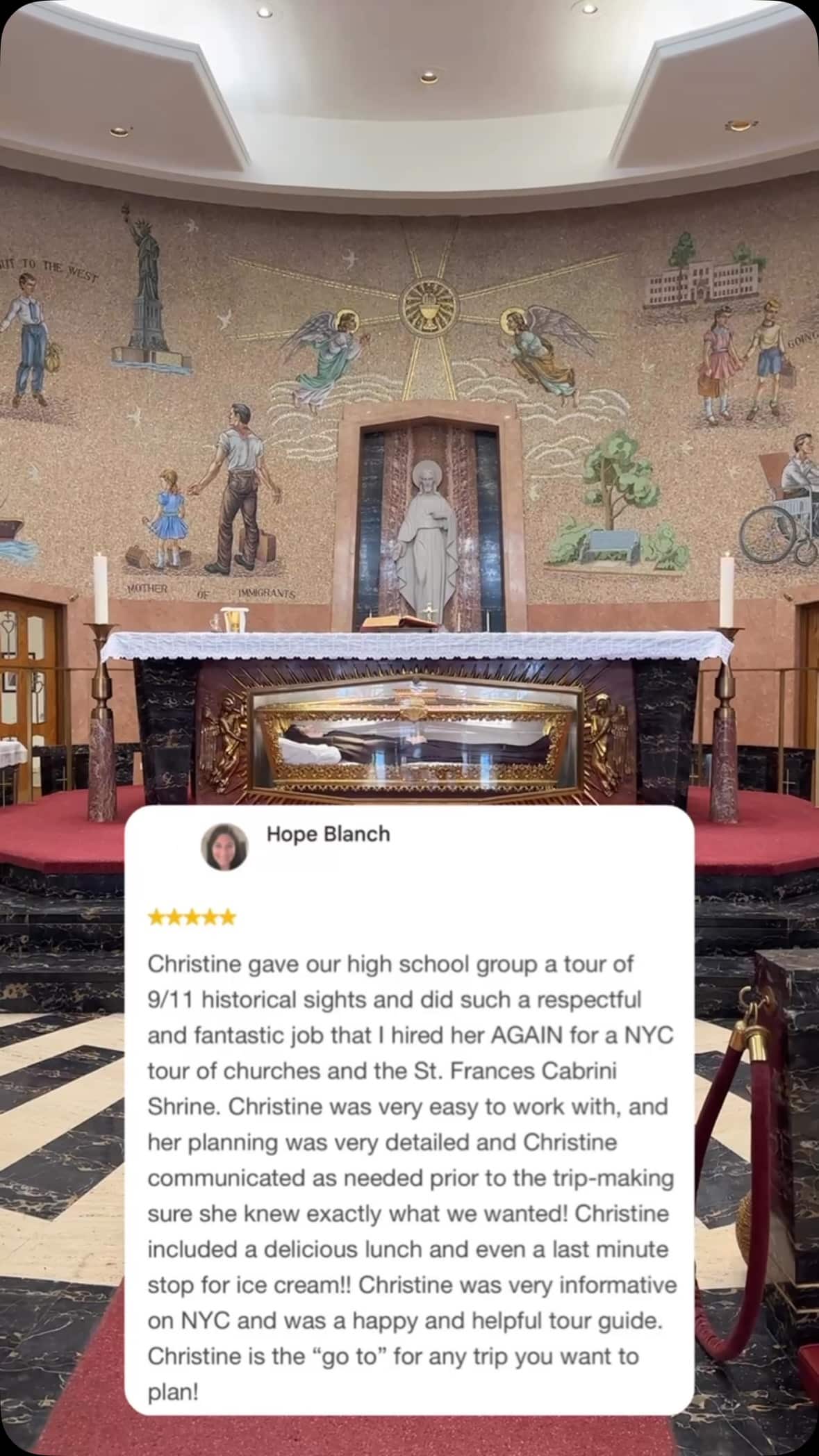 Hope! It was such a pleasure to work with you for a second time and to bring this especially meaningful request to life, a beautiful day discovering NYC’s sacred spaces. What a special experience we all shared together!Thank you so much for this heartfelt review. I truly appreciate your support and can’t wait to put our heads together for your next NYC adventure! ❤️#nyctourist #nyctourguide #nycitinerary #clienttestimonials #nyctodo