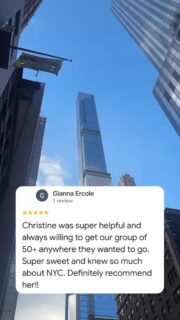 ✨ Every review tells a story, and I’m so grateful to have been part of yours.Thank you so much, Gianna!! ❤️Your group was an absolute pleasure to host, and I’m so happy I could help make your visit smooth, fun, and unforgettable.I hope your NYC memories stay with you for years to come, and I look forward to welcoming you back for another adventure someday! ✨❤️#justaskchristine❤️ #newyorkcity #nycguide #nyctours #clienttestimonials