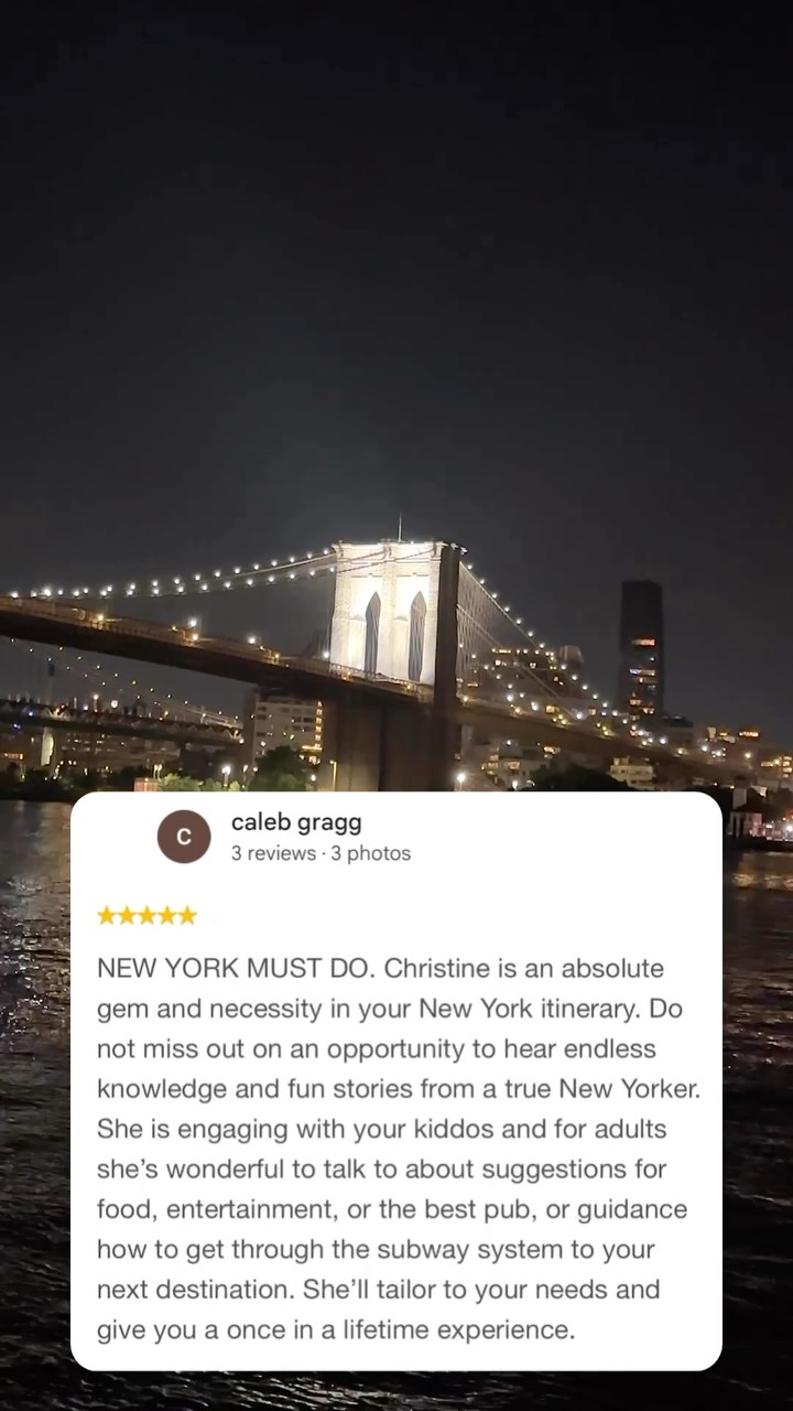 Grateful. ❤️ Thank you, Caleb, for this glowing testimonial. I truly appreciate it!NYC is my heart and soul, and being able to share it with others, authentically, passionately, and with infinite love, means the world to me. ❤️🏙️#justaskchristine❤️ #clienttestimonials #nyctour #nyctourguide
